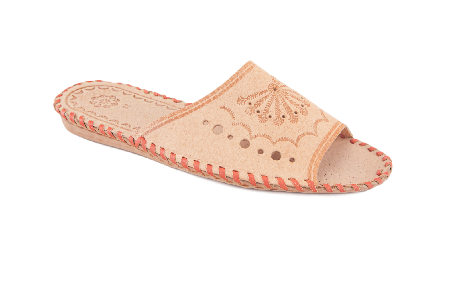 Leather open online toe slippers